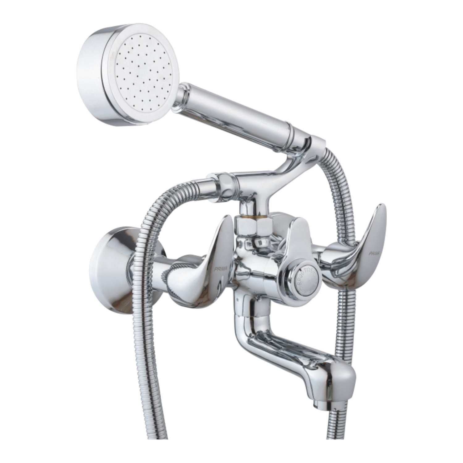 C.P WALL MIXER WITH TELEPHONIC SHOWER & FLEXIBLE 1.5 MTR. TUBE 